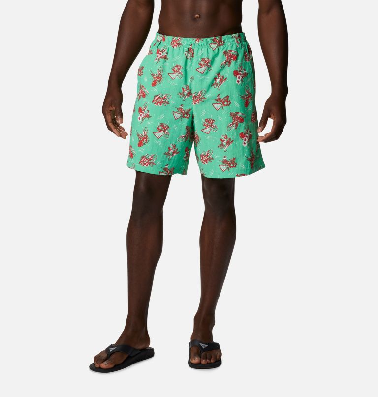 Thumbnail: Men's PFG Super Backcast Water Shorts, Color: Light Jade Lite Me Up Print, image 1