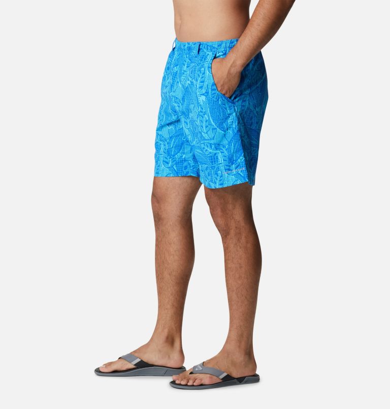 Thumbnail: Men's PFG Super Backcast Water Shorts, Color: Blue Macaw Crosshatched Tuna Print, image 3