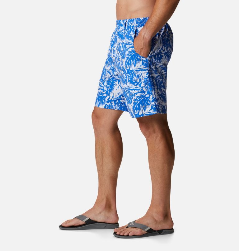 Men's PFG Super Backcast Water Shorts, Color: Blue Macaw Hawaiian Throwback Print, image 3
