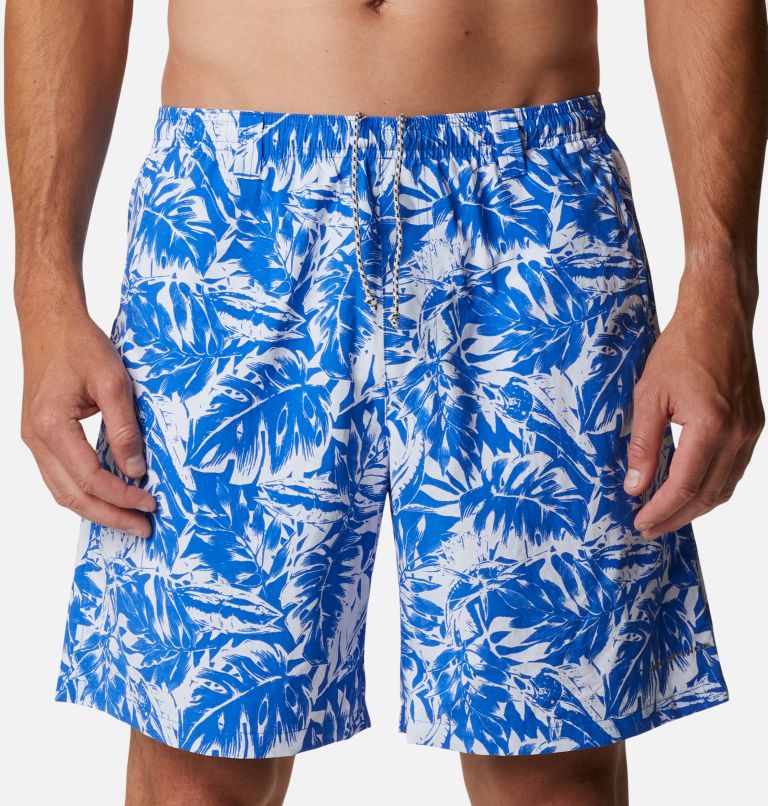 Men's PFG Super Backcast Water Shorts, Color: Blue Macaw Hawaiian Throwback Print, image 4
