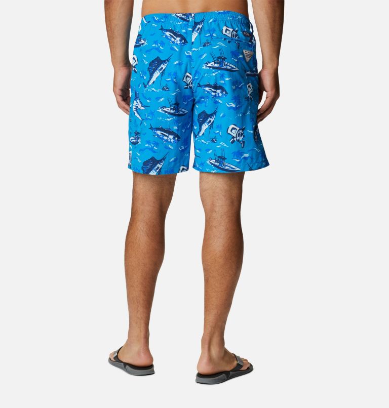 Men's PFG Super Backcast Water Shorts, Color: Blue Macaw Reel Dreamz Print, image 2