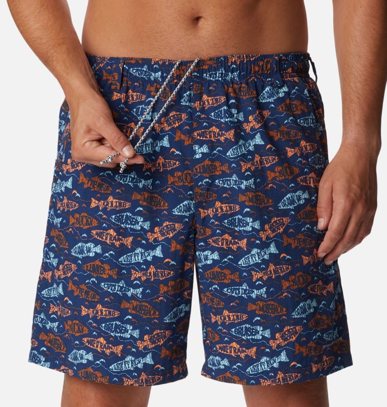 Men's PFG Super Backcast Water Shorts, Color: Carbon Fishfinder Print, image 4
