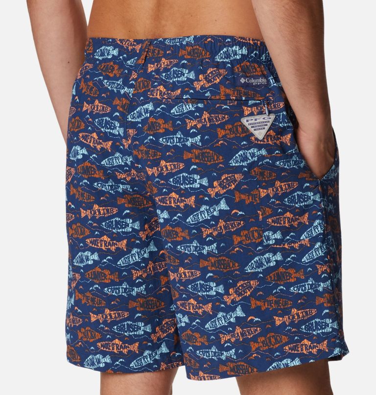 Thumbnail: Men's PFG Super Backcast Water Shorts, Color: Carbon Fishfinder Print, image 5