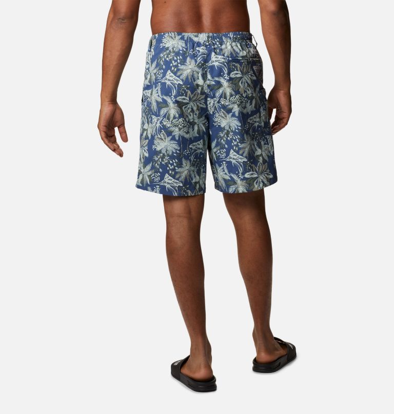 Men's PFG Super Backcast Water Shorts, Color: Carbon Festive Fishin Print