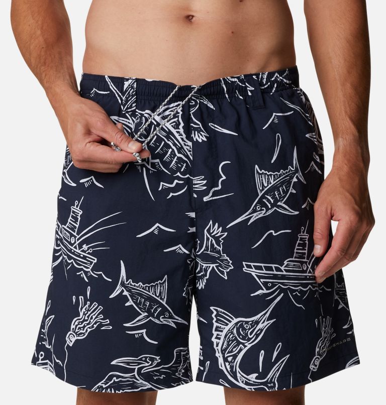 Men's PFG Super Backcast Water Shorts, Color: Collegiate Navy Mighty Marlins Print, image 4