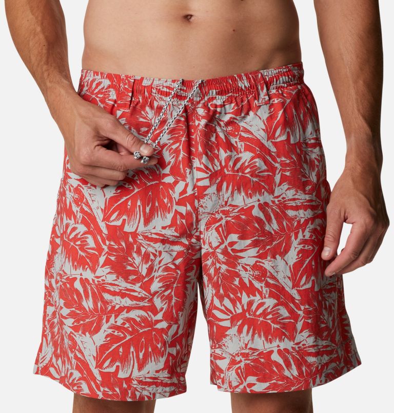 Men's PFG Super Backcast Water Short, Color: Red Hibiscus Hawaiian Throwback Print, image 4