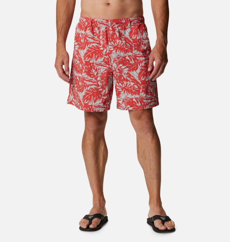 Men's PFG Super Backcast Water Short, Color: Red Hibiscus Hawaiian Throwback Print, image 1