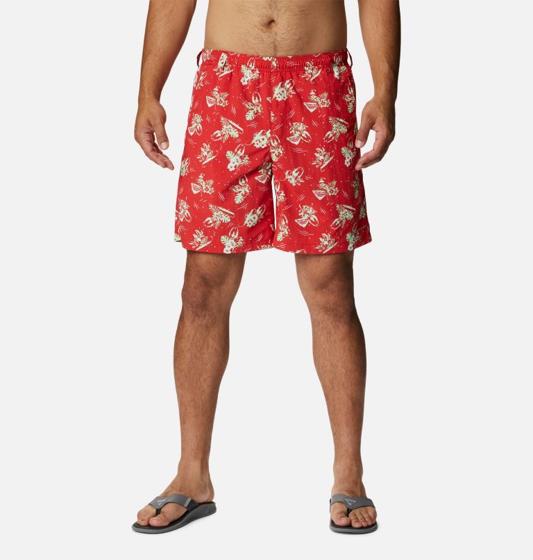 Men's PFG Super Backcast Water Shorts, Color: Red Spark Lite Me Up Print, image 1