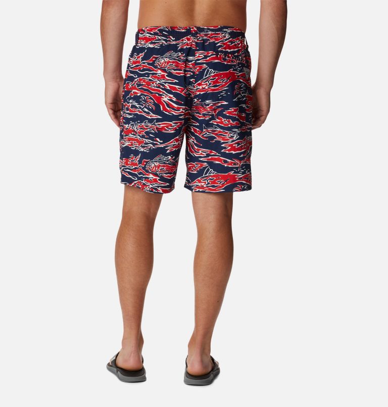 Thumbnail: Men's PFG Super Backcast Water Shorts, Color: Red Spark Rough Waves Print, image 2