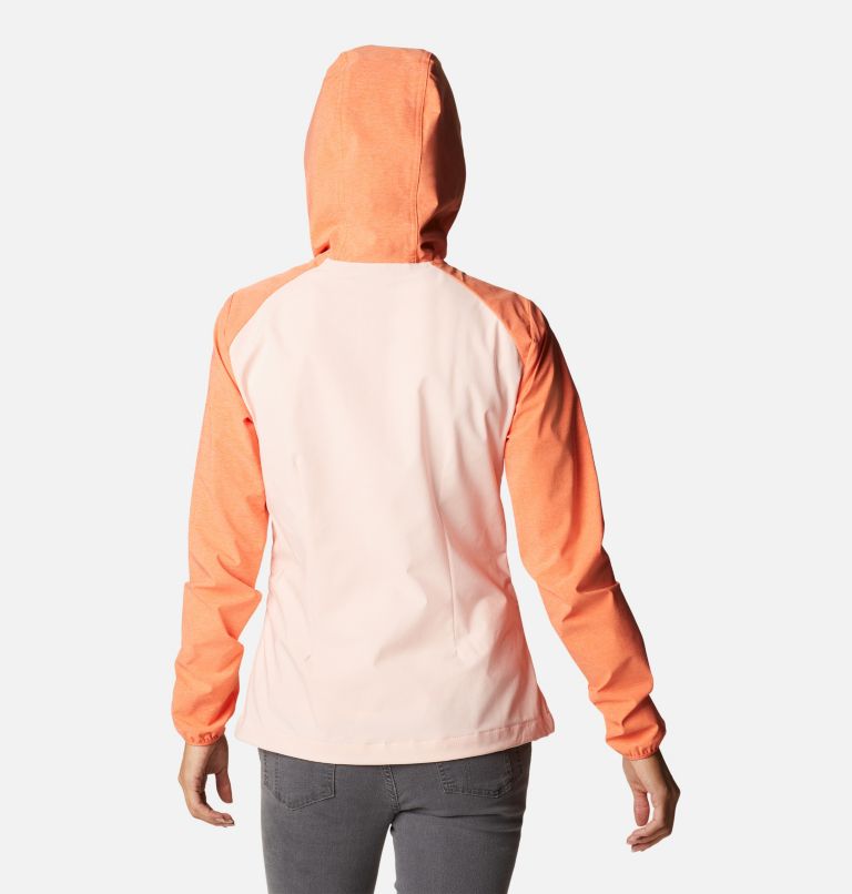 Thumbnail: Women's Heather Canyon Softshell Jacket, Color: Peach Blossom, Sunset Orange, image 2