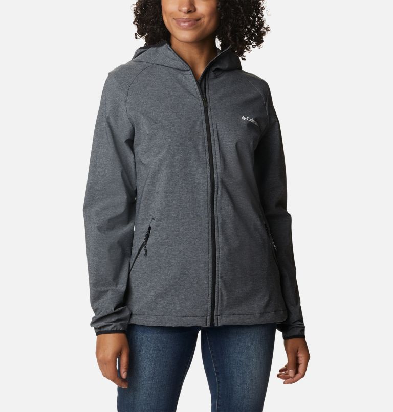 Thumbnail: Women's Heather Canyon Softshell Jacket, Color: Black, image 1