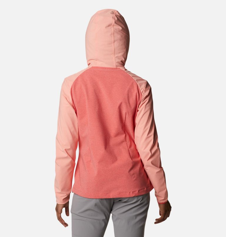 Thumbnail: Women's Heather Canyon Softshell Jacket, Color: Red Hibiscus, Corel Reef Heather, image 2