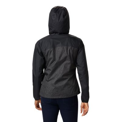 Women's Ulica&trade; Rain Jacket Ulica&trade; Jacket | 456 | XS, Black, Black Ferny Ferns Print, back