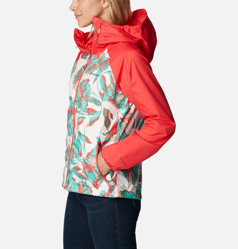 Ulica Jacket | 102 | XS, Color: White Leafy Lines Multi Print, Red Hibis, image 3