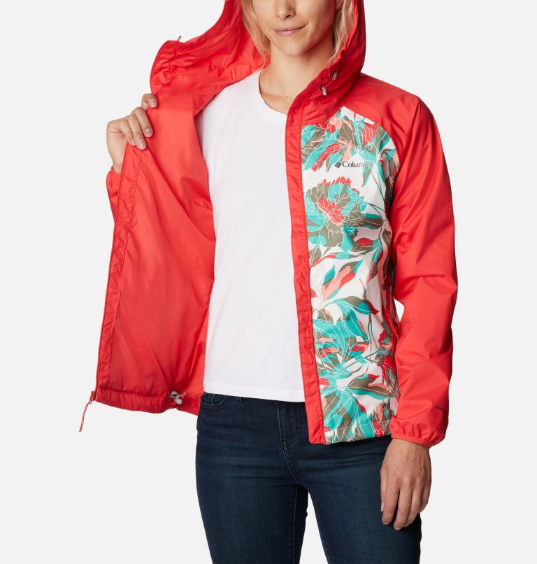 Ulica Jacket | 102 | XS, Color: White Leafy Lines Multi Print, Red Hibis, image 5