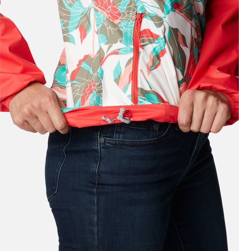 Ulica Jacket | 102 | XS, Color: White Leafy Lines Multi Print, Red Hibis, image 6