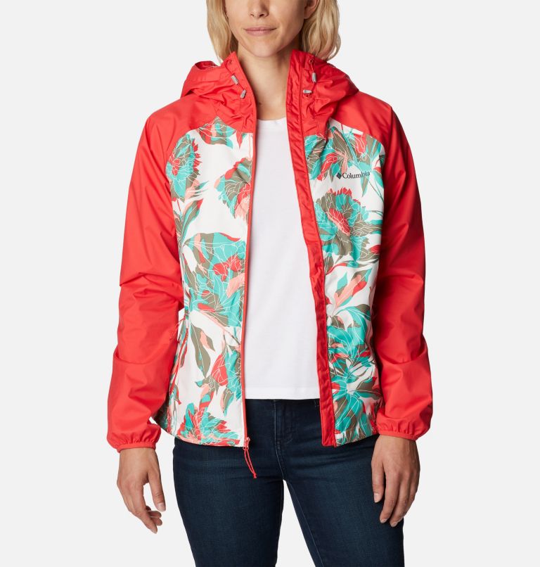 Ulica Jacket | 102 | XS, Color: White Leafy Lines Multi Print, Red Hibis, image 7