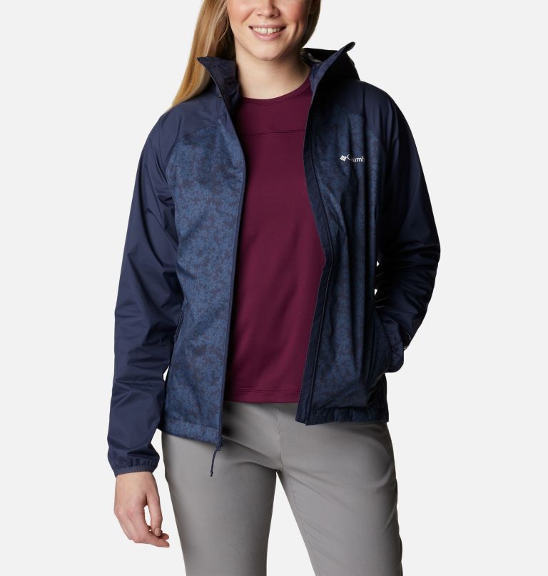 Women's Ulica Rain Jacket, Color: Nocturnal, Blue Dusk Edelweiss, image 7