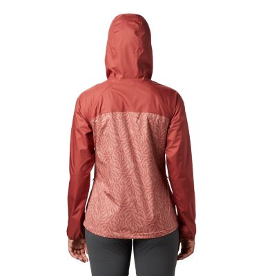 Women's Ulica&trade; Rain Jacket Ulica&trade; Jacket | 456 | XS, Dusty Crimson, Cedar Blush Ferny Print, back