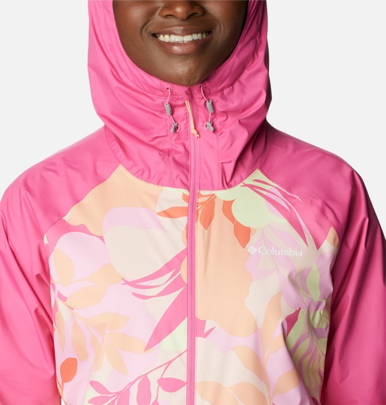 Women's Ulica Rain Jacket, Color: Peach Floriated, Wild Geranium, image 4