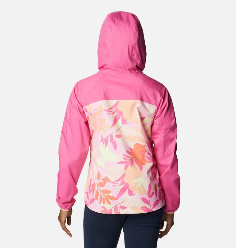 Women's Ulica Rain Jacket, Color: Peach Floriated, Wild Geranium, image 2
