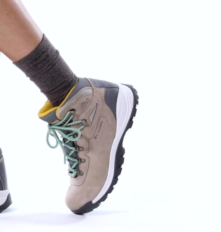 Thumbnail: Women’s Newton Ridge Plus Waterproof Amped Hiking Boot, Color: Oxford Tan, Dusty Green, image 2
