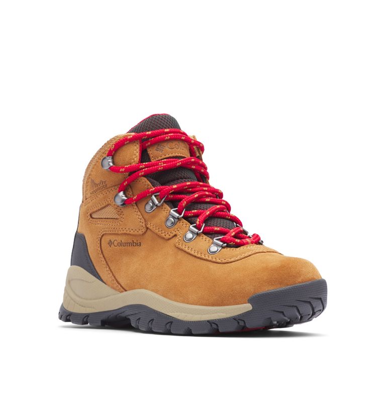 Women’s Newton Ridge Plus Waterproof Amped Hiking Boot, Color: Elk, Mountain Red, image 2