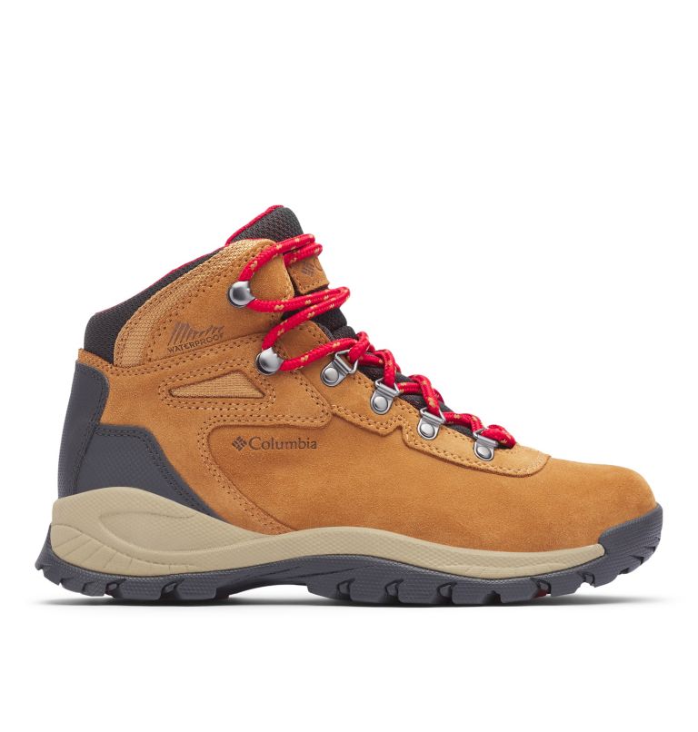 Thumbnail: Women’s Newton Ridge Plus Waterproof Amped Hiking Boot, Color: Elk, Mountain Red, image 1