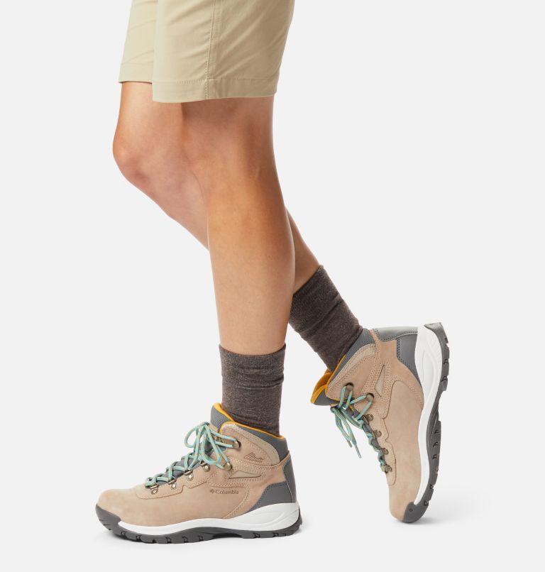 Thumbnail: Women's Newton Ridge Plus Waterproof Amped Hiking Boot - Wide, Color: Oxford Tan, Dusty Green, image 10