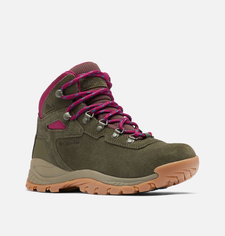 Thumbnail: Women's Newton Ridge Plus Waterproof Amped Hiking Boot - Wide, Color: Peatmoss, Red Onion, image 2