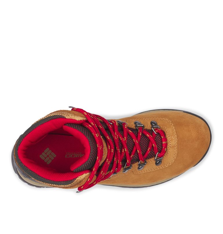 Women’s Newton Ridge Plus Waterproof Amped Hiking Boot - Wide, Color: Elk, Mountain Red, image 4
