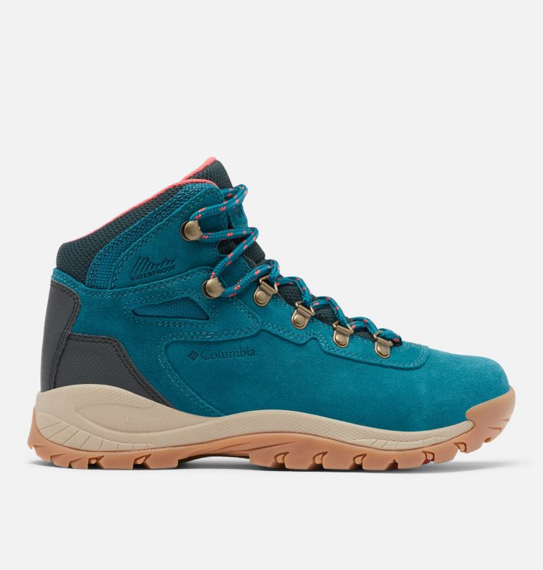 Women’s Newton Ridge Plus Waterproof Amped Hiking Boot - Wide, Color: Deep Wave, Red Coral, image 1