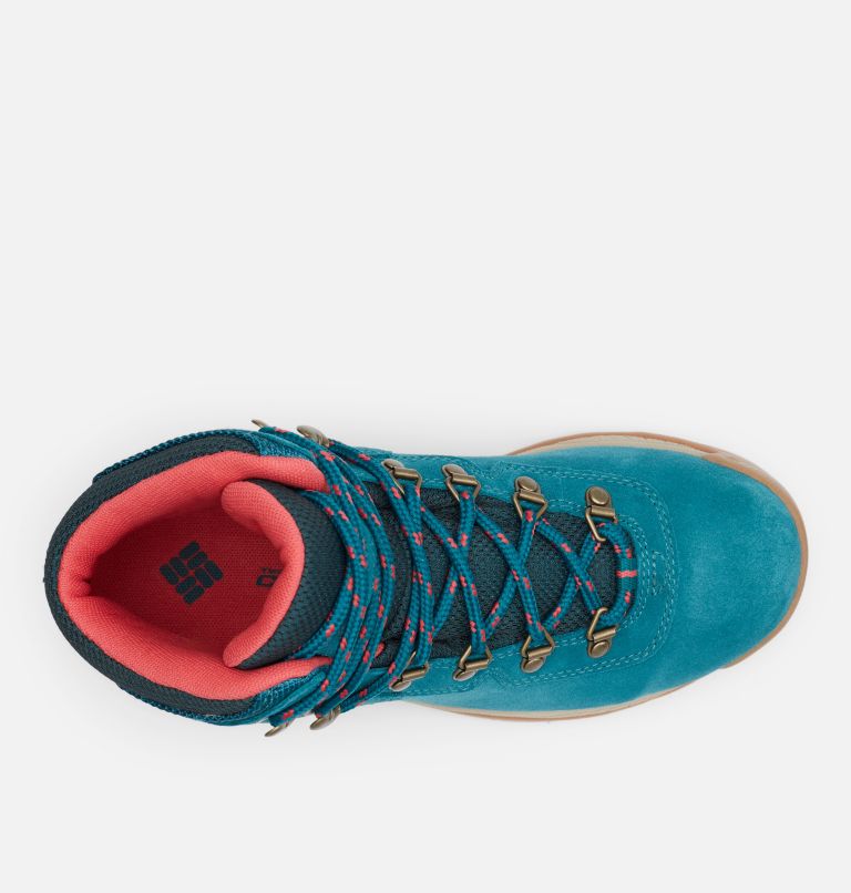 Women’s Newton Ridge Plus Waterproof Amped Hiking Boot - Wide, Color: Deep Wave, Red Coral, image 3