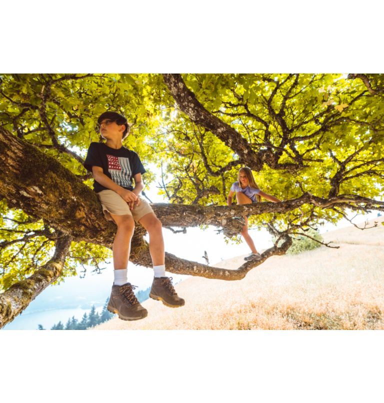 Thumbnail: Big Kids' Newton Ridge Waterproof Hiking Boot, Color: Cordovan, Golden Yellow, image 10