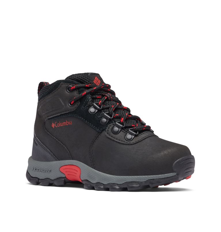 Thumbnail: Big Kids’ Newton Ridge Waterproof Hiking Boot - Wide, Color: Black, Mountain Red, image 2