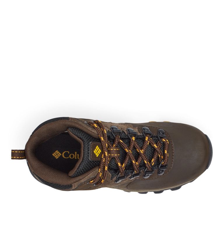 Big Kids' Newton Ridge Waterproof Hiking Boot - Wide, Color: Cordovan, Golden Yellow, image 3