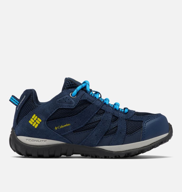 Youth Redmond Waterproof Walking Shoes, Color: Collegiate Navy, Laser Lemon, image 1