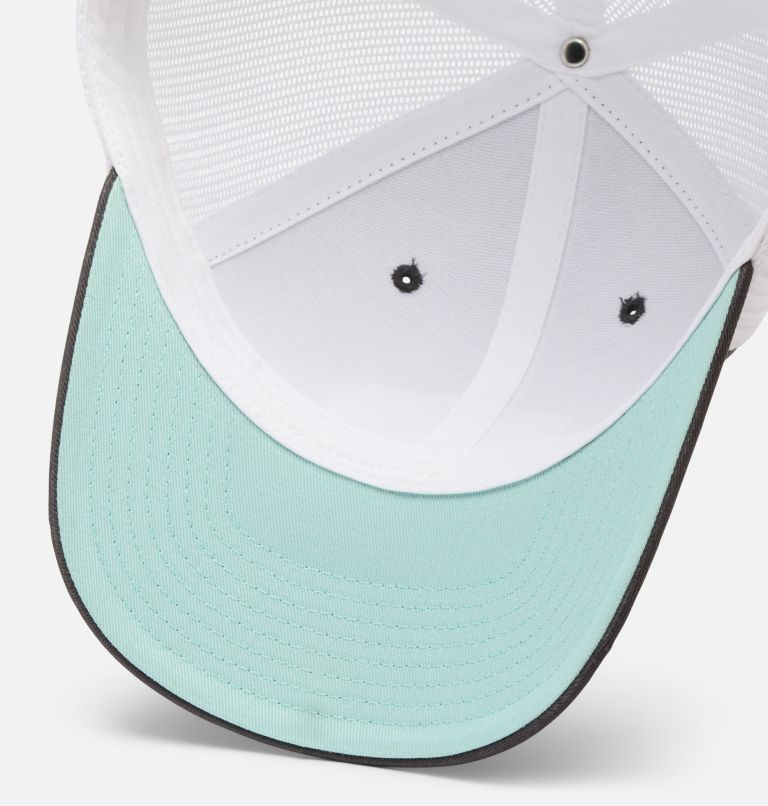 Women's PFG Mesh Snap Back Ball Cap, Color: Shark, White, Spray, High Side Marlin, image 4