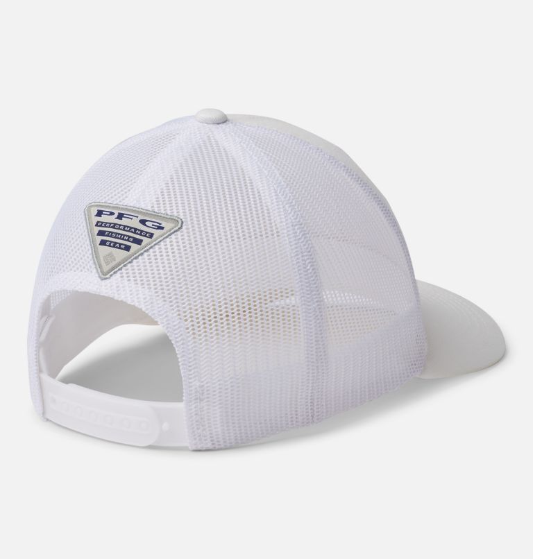Women's PFG Mesh Snap Back Ball Cap, Color: White, PFG Hooks, image 2