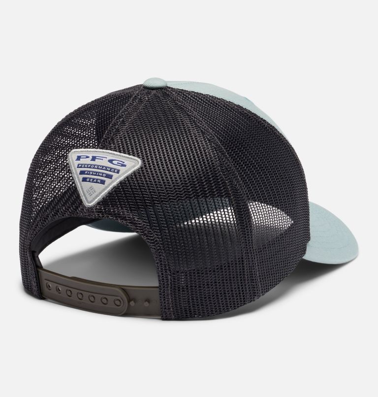 Women's PFG Mesh Snap Back Ball Cap, Color: Crushed Blue, Shark, W Baja Badge, image 4