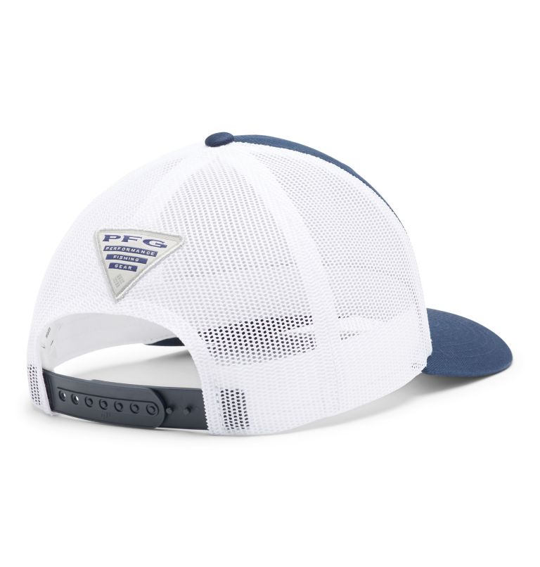 Women's PFG Mesh Snap Back Ball Cap, Color: Collegiate Navy, Rose Gold Hooks, image 2