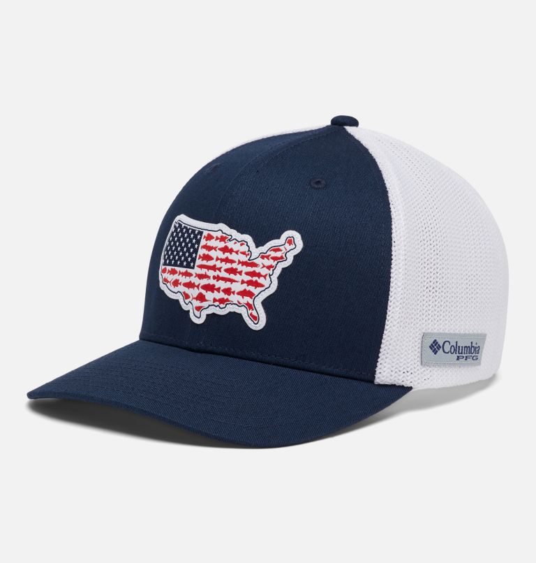PFG Mesh Stateside Ball Cap, Color: Collegiate Navy, USA Patch, image 1