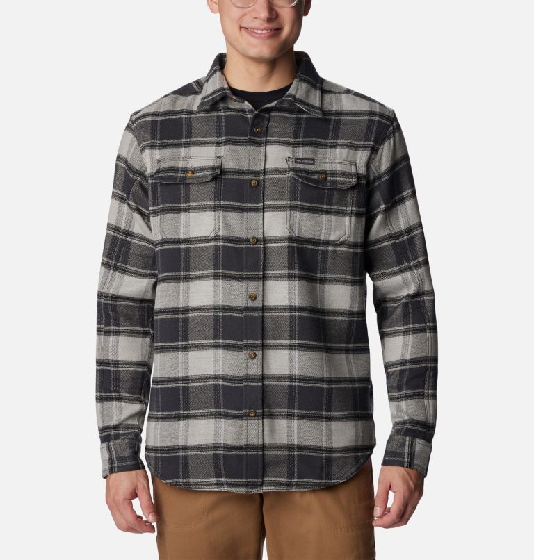Men’s Deschutes River Heavyweight Flannel Shirt, Color: Shark Buffalo Ombre, image 3