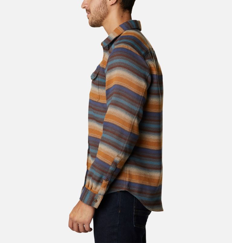 Men’s Deschutes River Heavyweight Flannel Shirt, Color: Bison Brown Blanket Stripe, image 3
