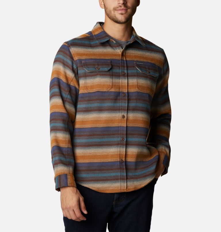 Men’s Deschutes River Heavyweight Flannel Shirt, Color: Bison Brown Blanket Stripe, image 5