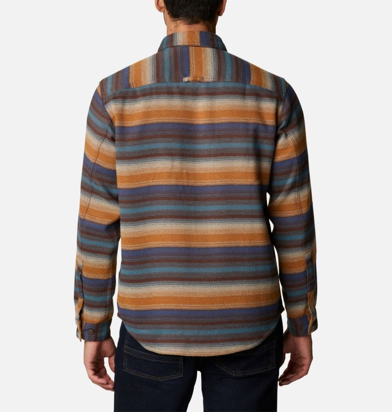 Men’s Deschutes River Heavyweight Flannel Shirt, Color: Bison Brown Blanket Stripe, image 2