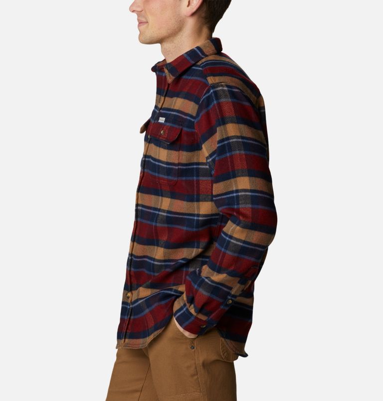 Men’s Deschutes River Heavyweight Flannel Shirt, Color: Collegiate Navy Large Multi Check, image 4