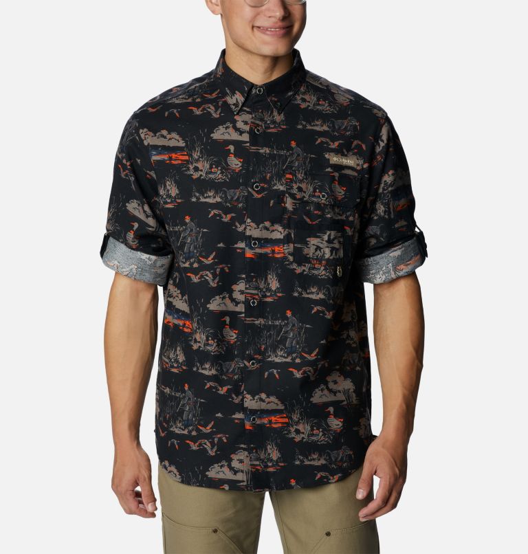 Men’s PHG Sharptail Flannel, Color: Black Duck Dog Print, image 6