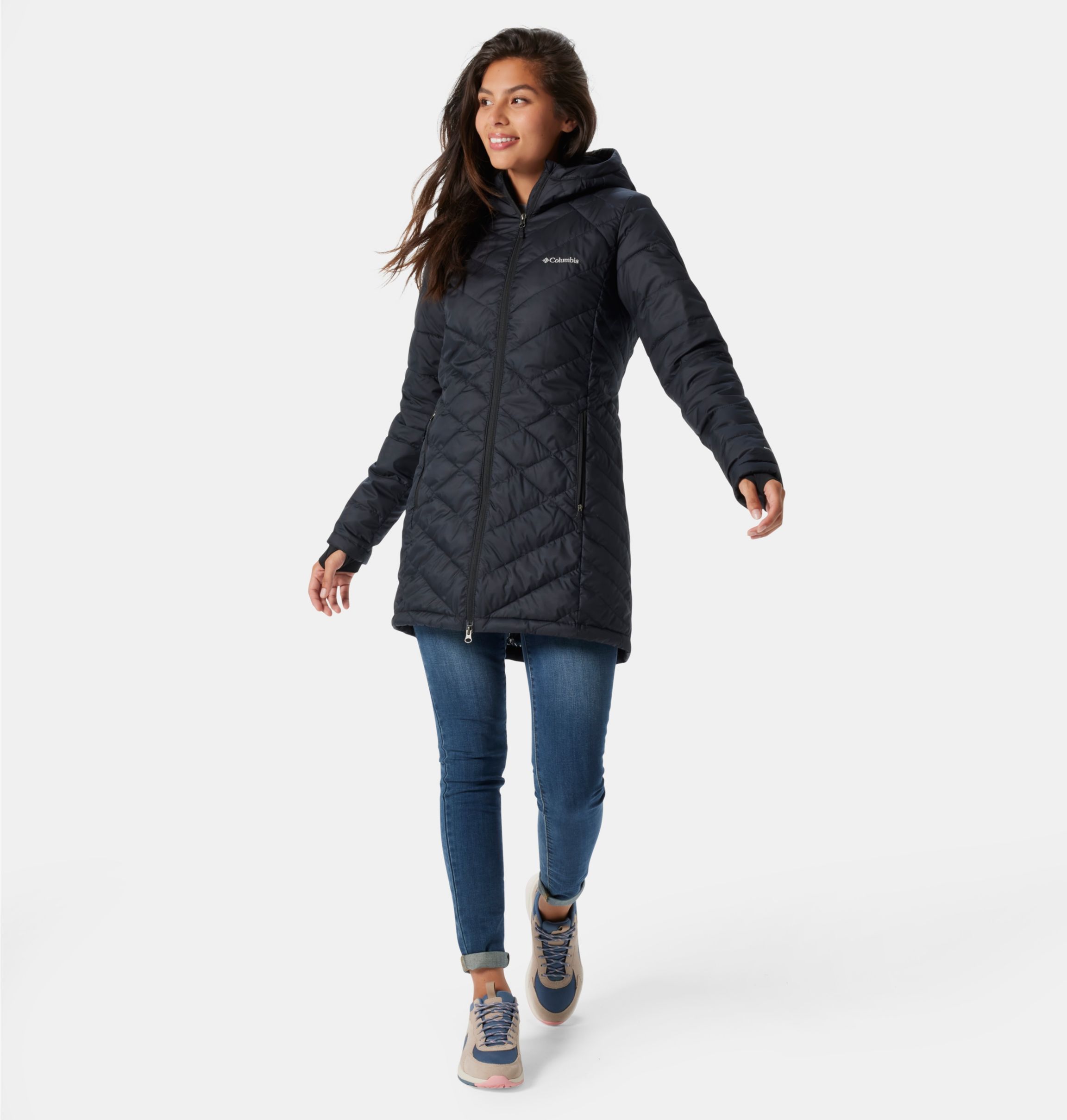 Heavenly long 2025 hooded jacket columbia