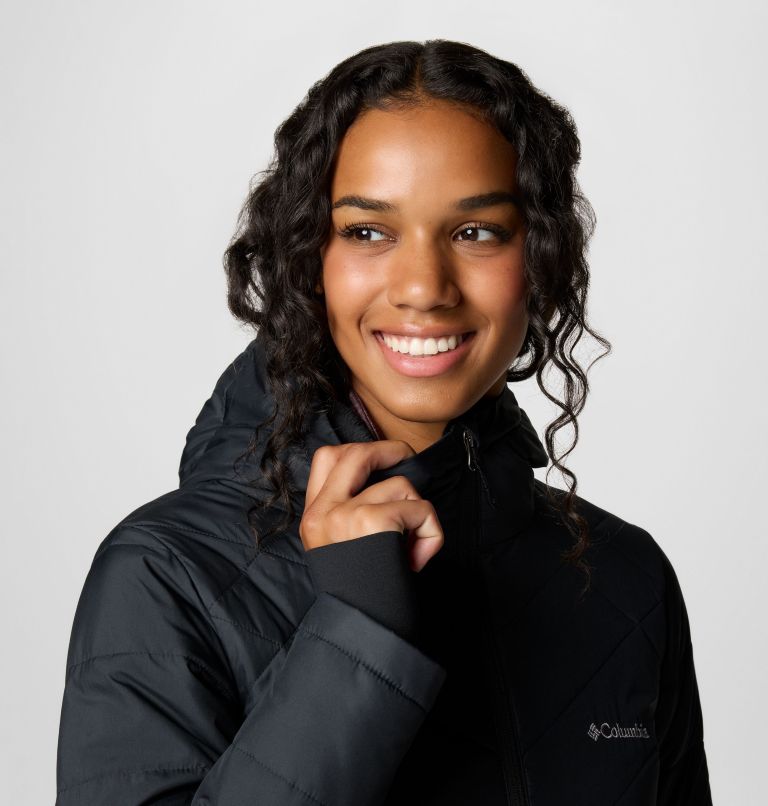 Columbia heavenly long hooded jacket black hotsell